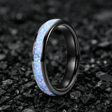 Rainbow Fire Opal Inlay 4/6/8mm Tungsten Carbide  Men Women Comfort Fit Rings