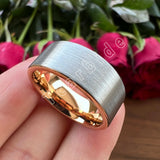 Pipe Cut Brushed Finish 4/6/8MM Rose Classic Tungsten Carbide Wedding Rings