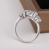 3 Stones 3/6cttw Oval Cut VVS1 D Colour Moissanite Diamonds Engagement Silver Ring