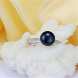 Superb Real Cultured Pearl Sterling Silver AAA Zircon Diamonds Adjustable Rings