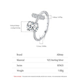Open Minimalist Design Oval AAAA Lab Created Diamond Silver Sparkling Ring