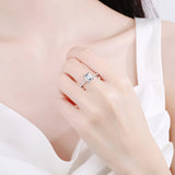 1CT 2CT Emerald,Radiant Cut VVS1 D Colour Moissanite Diamond Silver Engagement Rings