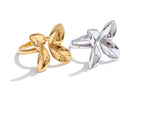 18K Gold Plated Popular Smooth Stainless Steel Flower Adjustable Charm Fashion Ring
