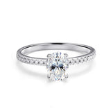 Fabulous 1-2 Carat Oval Cut VVS1 D Colour Moissanite Diamond Silver Wedding Ring