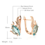 New Elegant 14K Filled Rose Gold AAA Blue Zircon Crystals Fashion Pattern Luxury Earrings - Party Fine Jewellery