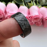 I Love You Stamped 6mm 8mm Tungsten Hammer Ring for Men Women  Comfort Fit