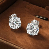 Solitaire Round D-Colour 0.1CT-3CT Moissanite Diamonds Unisex Stud Earrings