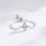 Water Drop Shape AAAA Lab Created Diamond Silver Link Chain Adjustable Rings