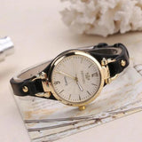 New Arrival Fashion Casual Watches - Quality Round Dial Rivet Leather Strap Ladies Analog Quartz Wristwatches - The Jewellery Supermarket