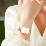 Elegant Rectangle Ultrathin Nordic New Design Quartz Movement Fashion Stainless Steel Mesh Bracelet Ladies Watches