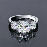 Fabulous Three Stone Round Cushion Cut Moissanite Diamonds Engagement Wedding Rings Silver Sparkling Jewellery