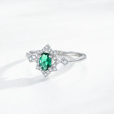 Elegant Deep Green Oval AAAA Lab Created Diamond Crown 925 Sterling Silver Ring