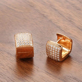 Excellent Square Rolled 14K Rose Gold Fashion AAA Zircon Diamonds Earrings -  Luxury Trendy Fine Jewellery