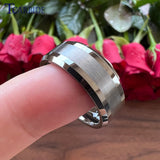 Popular Ring Beveled Polished Brushed 6/8mm Men Women Tungsten Wedding Rings