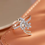 New Luxury Rolled 14K Rose Gold AAA Zircon Diamonds Ethnic Women Bird Rings - Trend Daily Vintage Animal Jewellery