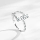 Three-Stone Spiral AAAA Lab Created DiamondS 925 Sterling Silver Geometric Ring
