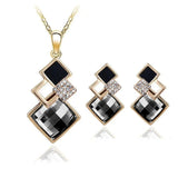 New Minimalist Fashionable Crystal Geometry Long Necklace Personalized Versatile Pendant Necklace Earring Set - The Jewellery Supermarket