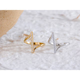 18K Gold Plated Unique Stainless Steel Geometric AAA Zirconia Diamonds Twisted Chic Ring
