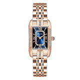 Elegant Luxury Brand Female Wristwatches - Rectangular Zircon Diamonds Steel Waterproof Original Womens Watch