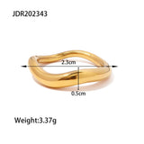18K Gold Plated Stainless Steel Geometric Fashion Ring With Zircon Crystals Charm Jewellery