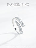 Luxury Sparkling Dual-Row Silver Round AAAA Lab Created Diamond Resizable Rings