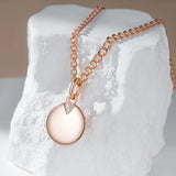 Charming Rolled Rose Gold of 14-Karat Purity AAA Zircon Diamonds Round Coin Necklace - Glossy Fine Jewellery