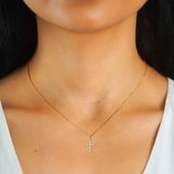 18K Gold Plated 2mm D Colour VVS1 Full Moissanite Diamonds Cross Pendant Chain Necklaces Christian Fine Jewellery - The Jewellery Supermarket