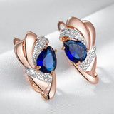 14 Karat Gold Filled Fashion Blue AAA Zircon Diamonds Vintage Jewellery Drop Earrings
