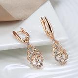 Luxury Natural Zircon 14K Rose Gold Filled Long Dangle Fashion Earrings - High Quality Jewellery