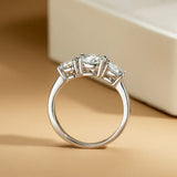3 Stone 2/4 Carat VVS1 D Colour Moissanite Diamonds Silver Engagement Wedding Ring