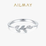 Elegant Leaves Design 925 Sterling Silver AAAA Lab Created Diamonds Rings