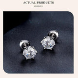 Solitaire Design 6 Prongs D Colour 14KGP Moissanite Diamonds Stud Earrings Sterling Silver Fine Jewellery for Women - The Jewellery Supermarket