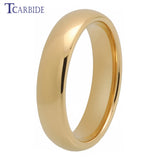 Gold-Color Domed High Polished Finish Tungsten Carbide Men Women Wedding Rings