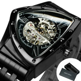 New Triangle Skeleton Automatic Watches for Men Luxury Brand Stainless Steel Strap Sports Mechanical Watches