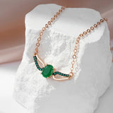 Superb Dark Green Rolled 14K Rose Gold AAA Zircon Crystals Pendant Necklace For Women -  Luxury Jewellery