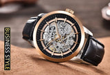 New Famous Brand Men Luxury Automatic Mechanical Skeleton Style Stainless Steel Waterproof Sports Leather Watch - The Jewellery Supermarket