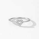 Glamorous Heart-shaped Sterling Silver Sparkling AAAA Lab Created Diamonds Ring
