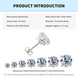 Solitaire Round D-Colour 0.1CT-3CT Moissanite Diamonds Unisex Stud Earrings