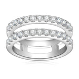 GRA Certified Double-Row Half Eternity Moissanite Diamonds Wedding Engagement Rings Sterling Silver Fine Jewellery
