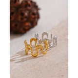 18K Gold Plated Minimalist Stainless Steel Metal Irregular Open Adjustable Ring