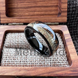 Koa Zebra Wood Antler Steel Arrows Inlay 6/8MM Tungsten Band Rings for Men Women