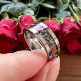 Pipe Cut Polished Finish Groove Inlay Silver Colour Men Women Tungsten Wedding Rings