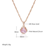 Brilliant Geometric Pink 14K Rolled Rose Gold AAA Zircon Crystal Pendant And Necklace - Shiny Jewellery