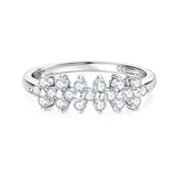 2MM Round VVS1 D Colour Moissanite Diamond Silver 925 Flower Half Eternity Rings