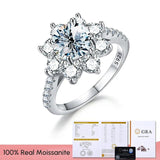 Sparkling Sun Flower Real 1-2 Carat Moissanite Diamond Wedding  Engagement Rings, 925 Sterling Luxury Fine Jewellery