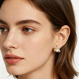 Beautiful Bow Design Real Pearl AAA Zircon Diamonds Silver Gold Colour Stud Earrings