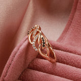 Vintage 14K Rolled Gold Ring Geometric Winding AAA  Zircon Diamonds Ring