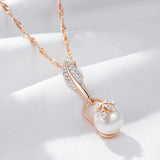 Classic Luxury AAA Zircon Diamonds and Pearl 14K Rolled Rose Gold Necklace - Ethnic Style Party Fine Jewellery