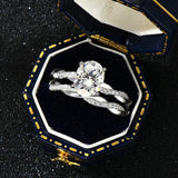GRA Certified 2CT D Colour VVS1 Oval Moissanite Diamonds Engagement Wedding Ring Set for Women Silver Fine Jewellery