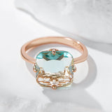 14K Filled Gold Big Square Light Green AAA Zircon Crystal Fashion Rings For Women